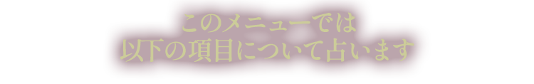 このメニューでは以下の項目について占います